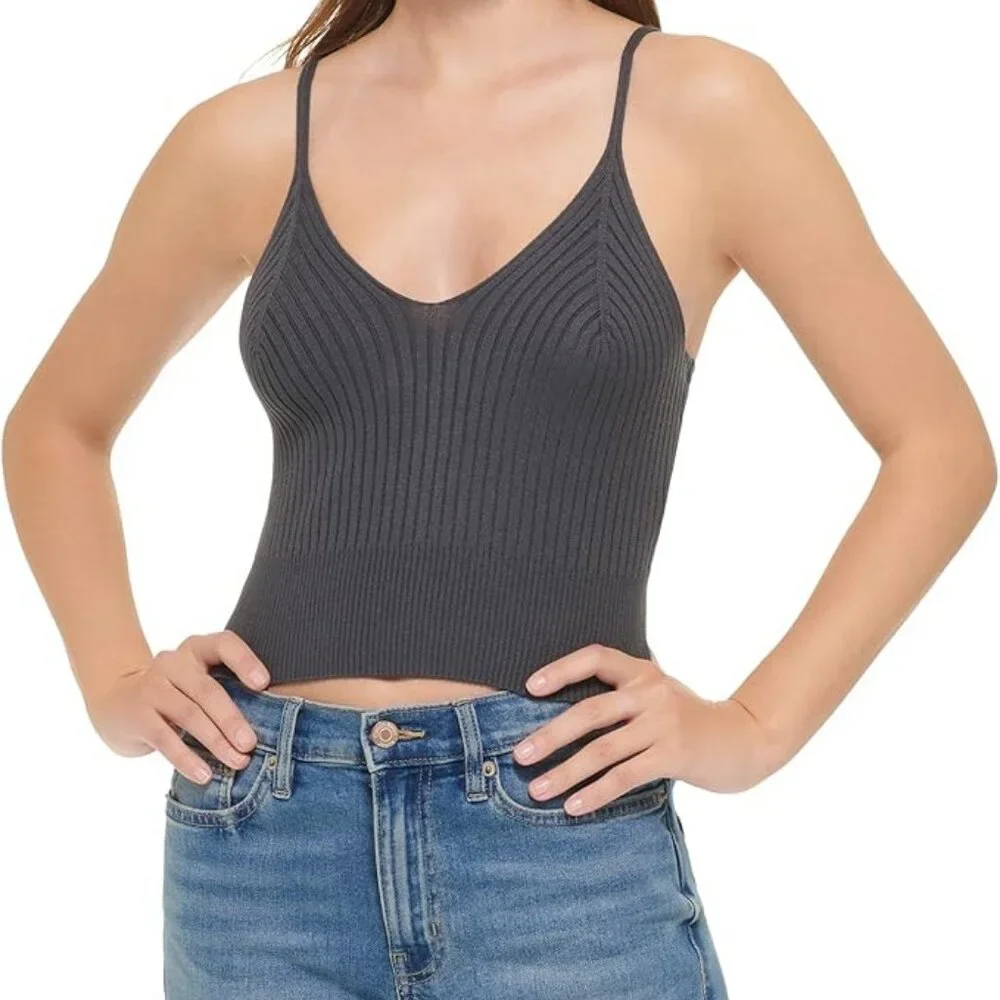 Calvin Klein Jeans Women's Ribbed Knit Sleeveless Top - Forge Iron, Size S, NWT - Picture 1 of 6
